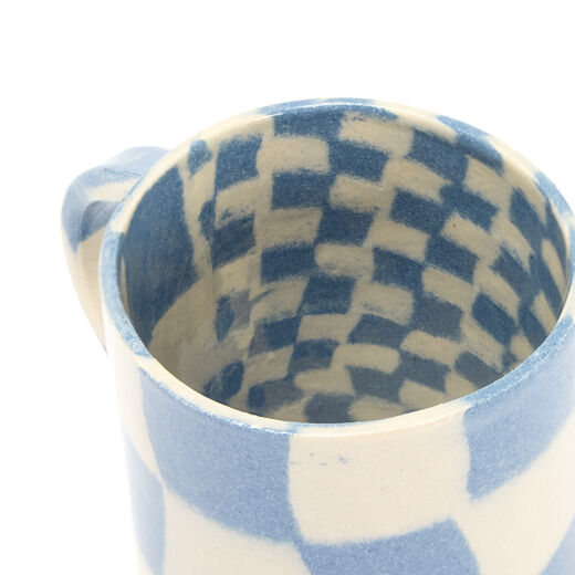 Blue check coffee mug