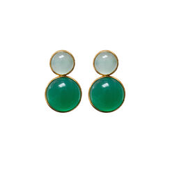 Aqua chalcedony and green onyx stud earrings by Mirabelle