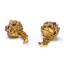 Pink cluster gold clip on earrings by Black & Sigi