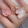 Pink hydrangea adjustable ring by Cherie Jewels