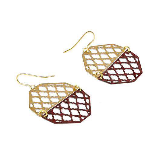 Jali hexagon earrings