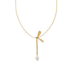 Dragonfly pearl drop necklace by Fotini Liami