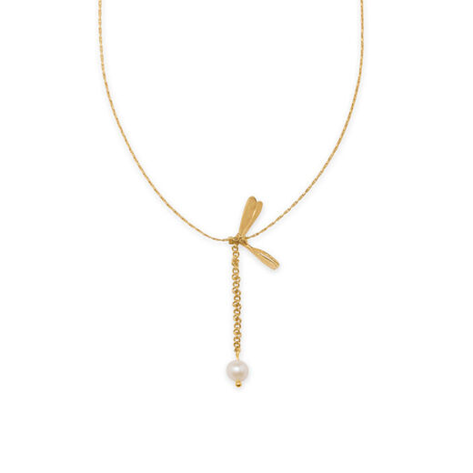 Dragonfly pearl drop necklace by Fotini Liami