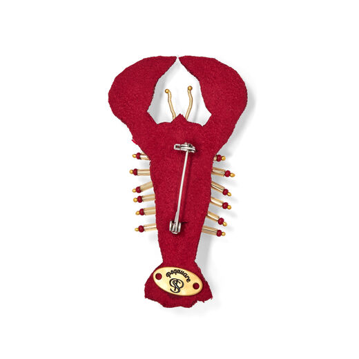 Lobster embroidered brooch