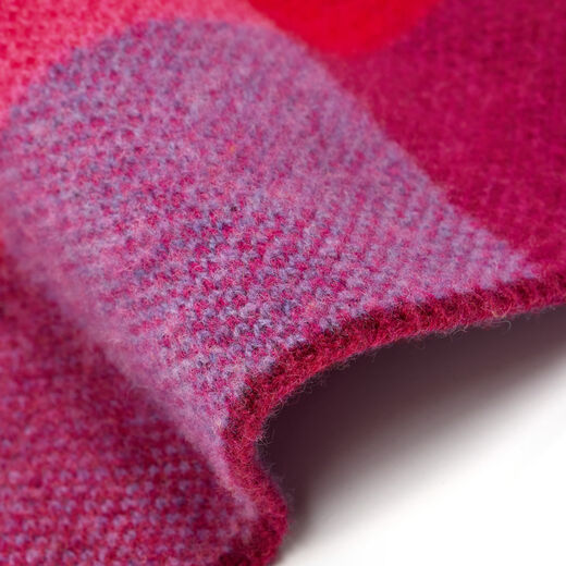 Pink and orange check wool scarf