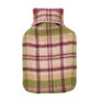 Pink and green check wool hot water bottle cover
