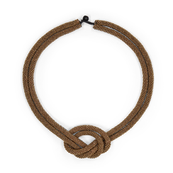 Antique gold glass bead knot necklace