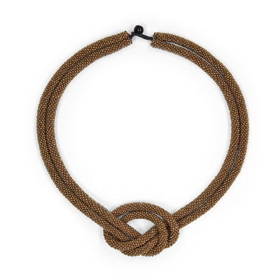 Antique gold glass bead knot necklace