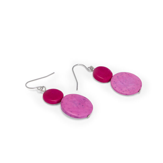 Pink coconut shell hook earrings