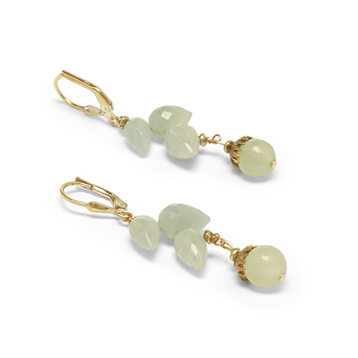 Aquamarine and jade earrings by Joli