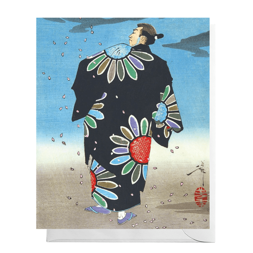 Japanese man with kimono greeting card