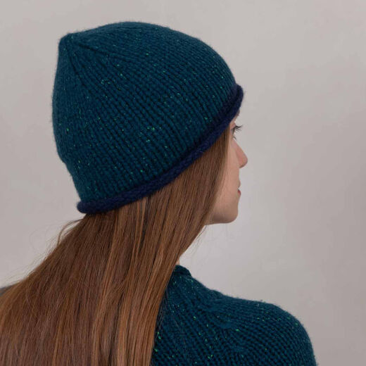 Teal organic cashmere beanie