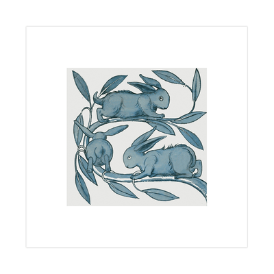 Rabbits Running Along a Branch print by William De Morgan
