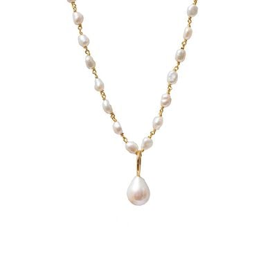 Freshwater pearl pendant rosary necklace by Mirabelle