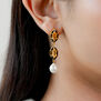 Pearl and citrine hexagon earrings by Karrah