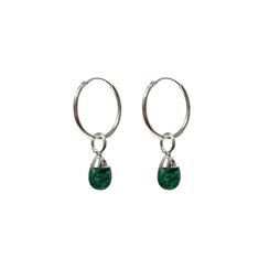 Green jasper hoop earrings by Mirabelle