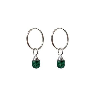 Green jasper hoop earrings by Mirabelle