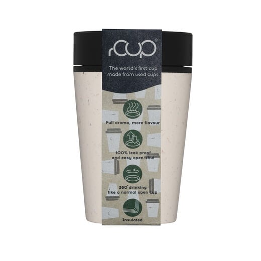rCUP black lid reusable coffee cup