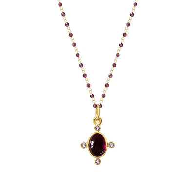 Garnet and amethyst pendant necklace by Mirabelle