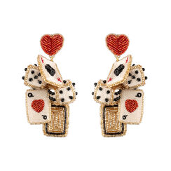 Playing Cards beadwork earrings by Olivia Dar