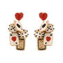 Playing Cards beadwork earrings by Olivia Dar
