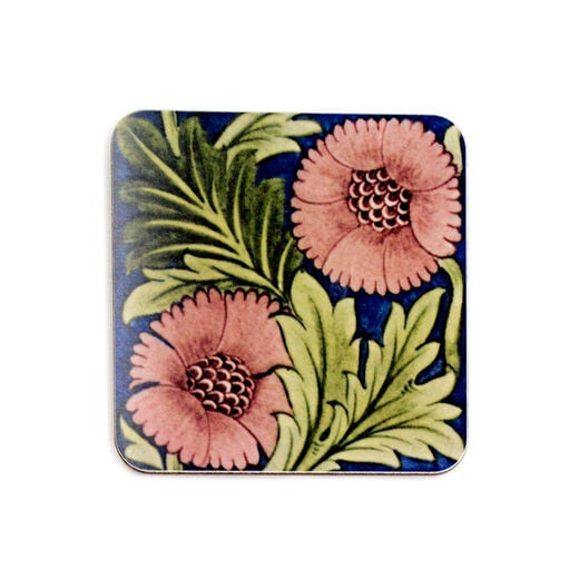 William De Morgan pink flowers coaster