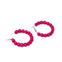 Pink wooden bead hoop earrings