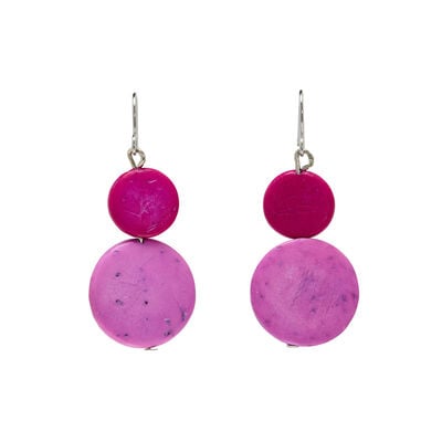 Pink coconut shell hook earrings