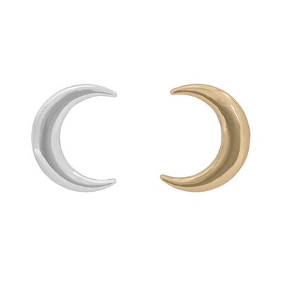 Mixed metal moons stud earrings