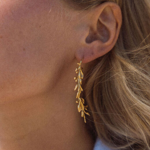 Leaves pull-through hoop earrings by Ottoman Hands