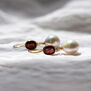 Garnet and pearl hook earrings by Mounir