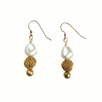 Pearl mesh earrings by Sarah Cavender