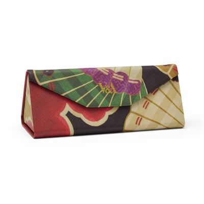 Japanese kimono fold-flat glasses case with lens cloth