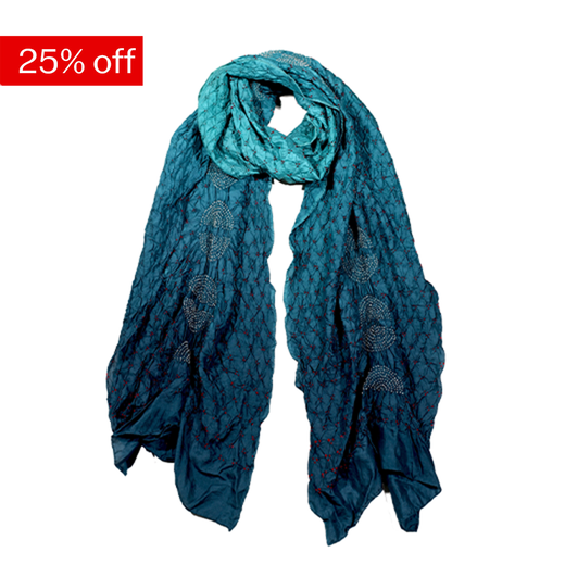 Turquoise bandani silk stole
