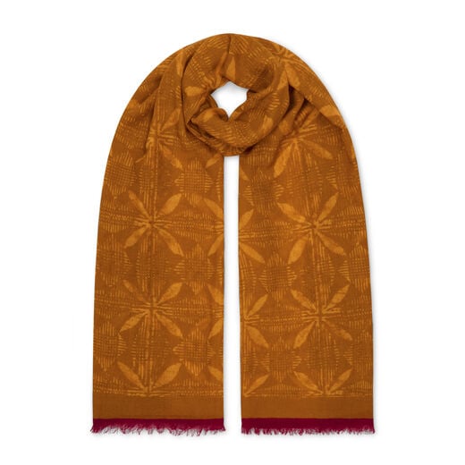 Orange ikat wool blend scarf