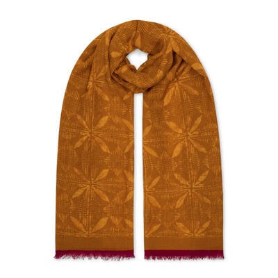Orange ikat wool blend scarf