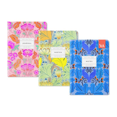 Neon florals A5 notebook - set of three