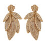 Gold leaves beadwork earrings by Olivia Dar