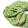 Green check linen scrunchie