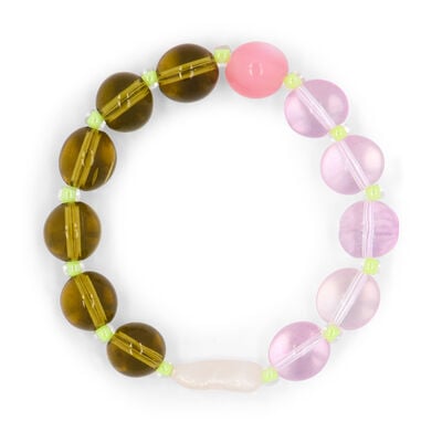 Lilac + moss beaded bracelet by Hattie Buzzard