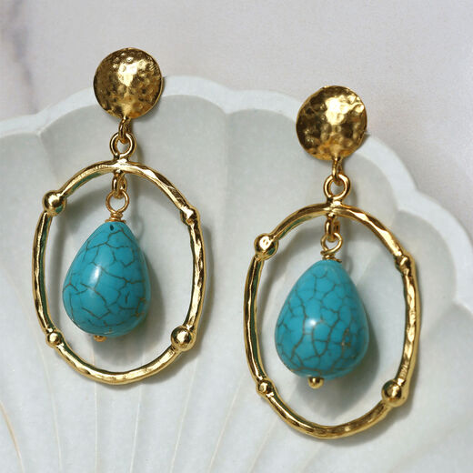 Turquoise loop stud earrings by Ottoman Hands