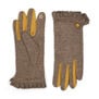 Grey and yellow frill wool gloves