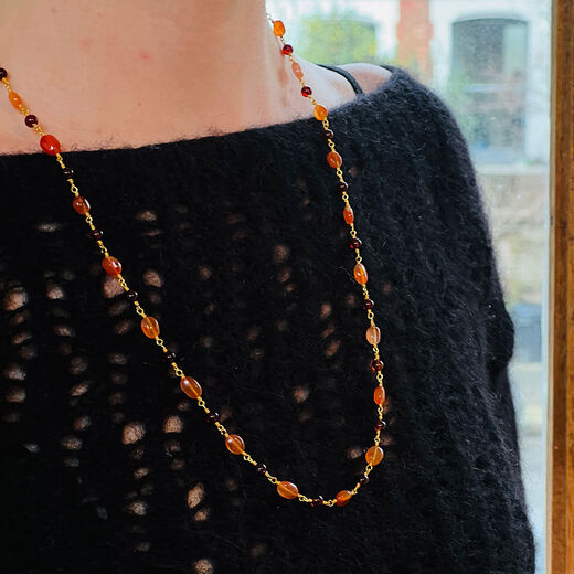Carnelian and garnet rosary necklace by Mirabelle