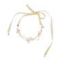 White hydrangea pearl ribbon necklace by Cherie Jewels