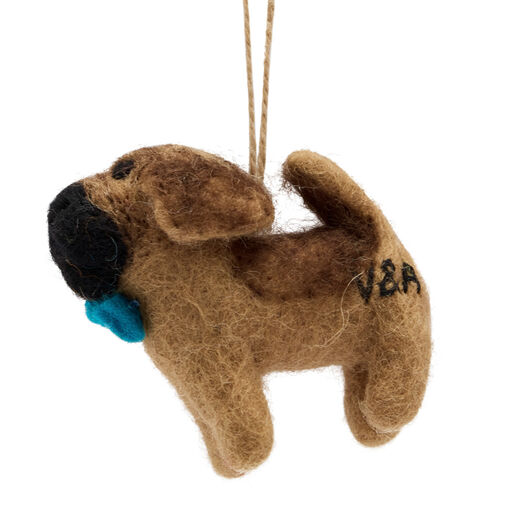 Pug felt decoration with little blue bowtie
