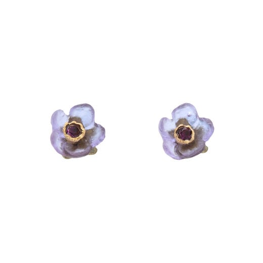 Purple flower stud earrings by Michael Michaud