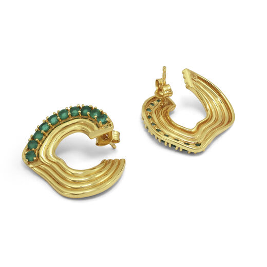 Green onyx wave stud earrings by Ottoman Hands