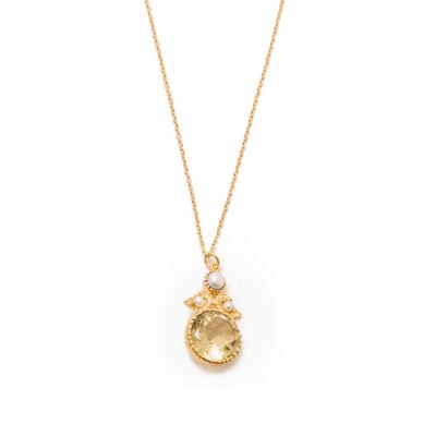 Lemon quartz and pearl necklace by Carousel Jewels