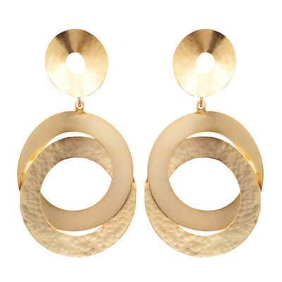 Three hammered disc stud earrings by Fo.Be