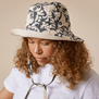 Black patterned bucket hat